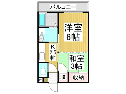 コーポシモヤマ(2K/3階)の間取り写真