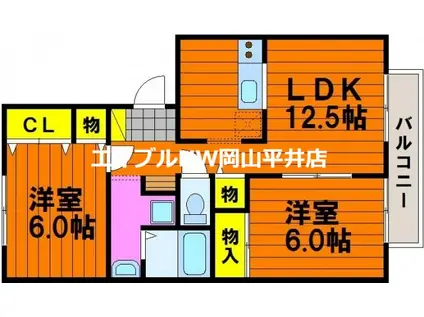 フロリアーデ梅島B(2LDK/2階)の間取り写真