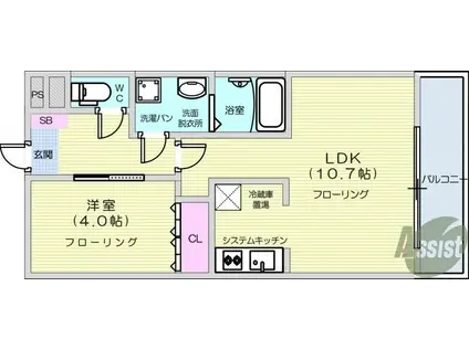 グランディール泰英1号館(1LDK/1階)の間取り写真