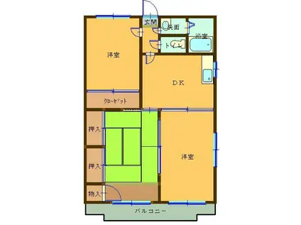 マンションミケーニア(3DK/2階)の間取り写真