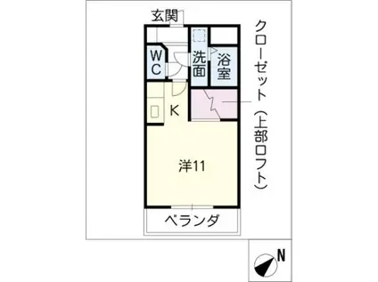 プランドール・アイ(ワンルーム/2階)の間取り写真