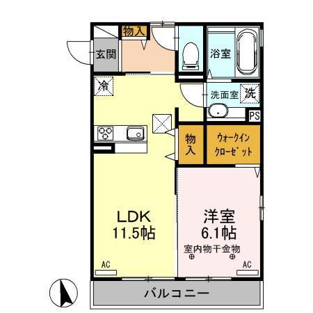 ハレアカラ(1LDK/1階)の間取り写真