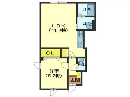 ROBUSTO ロブスト(1LDK/1階)の間取り写真