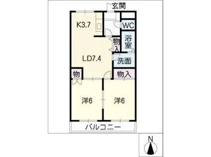 シンフォニー(2LDK/2階)の間取り写真