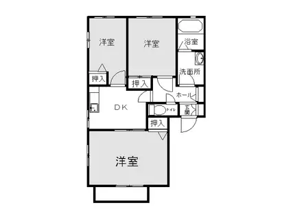 プレスコット(3DK/2階)の間取り写真