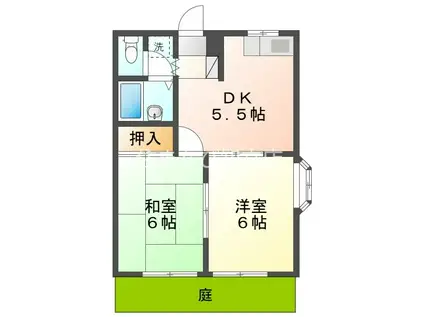 クレセント東栄II(2DK/1階)の間取り写真