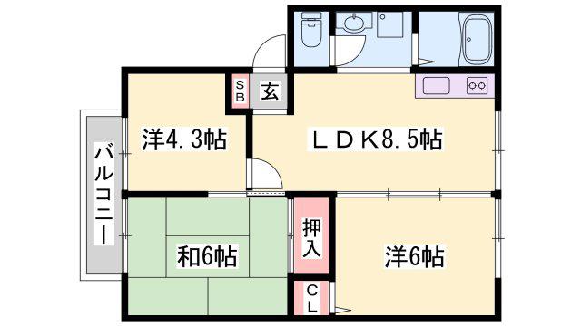 サンフォーレハイツ A棟(3LDK/2階)の間取り写真