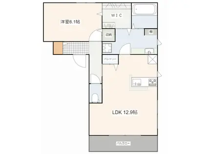 カサート八幡(1LDK/2階)の間取り写真