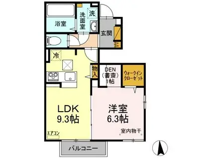 KALMIA(1LDK/1階)の間取り写真
