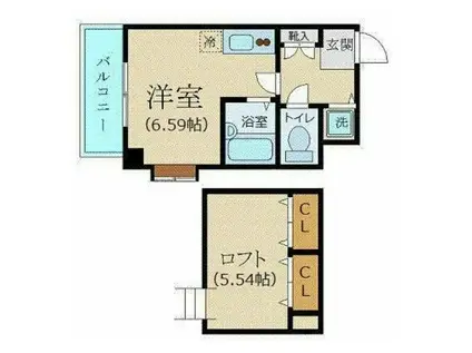 K&W西新橋(1K/6階)の間取り写真