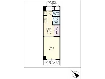 メゾン花みずき(1DK/4階)の間取り写真