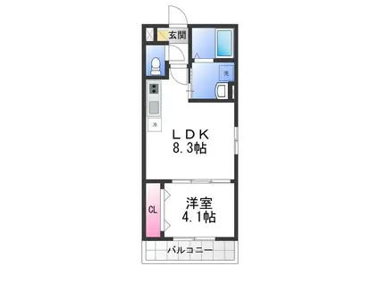 ロジェ泉佐野(1LDK/3階)の間取り写真