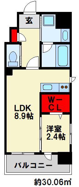 YSP城野(1LDK/8階)の間取り写真