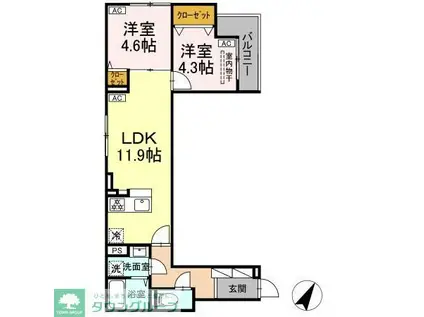 セレスティア扇III(2LDK/3階)の間取り写真