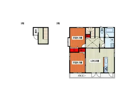 安行領根岸戸建(2LDK/2階)の間取り写真