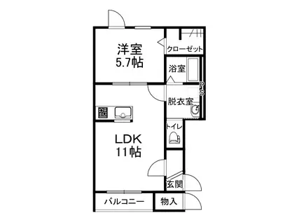 パルファンII(1LDK/1階)の間取り写真