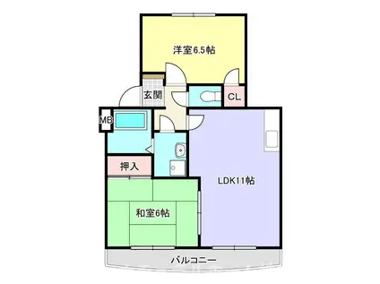 アプローズ B棟(2LDK/2階)の間取り写真