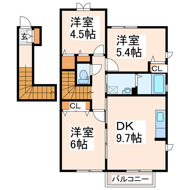 メゾン古閑中(3DK/2階)の間取り写真