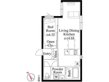 エディット大森(1LDK/4階)の間取り写真