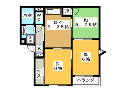 グランドール・ビルズA(3DK/2階)の間取り写真