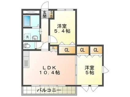 リベルタ・クオーレ利平治(2LDK/2階)の間取り写真