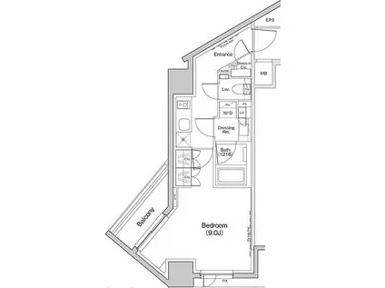 ザ・パークハビオ荏原中延プレイス(1K/2階)の間取り写真