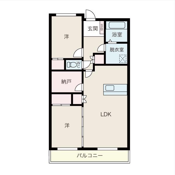 レジダンス思水(2SLDK/2階)の間取り写真
