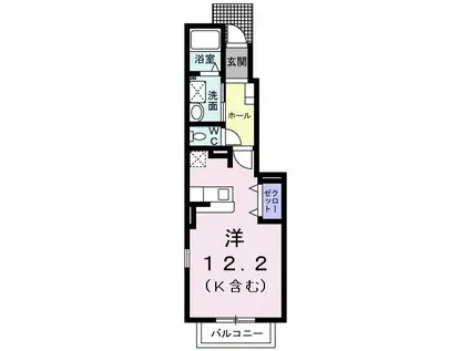 アルモニー・アンジュB(ワンルーム/1階)の間取り写真