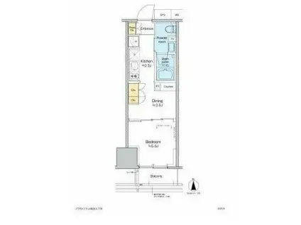プラウドフラット四谷三丁目(1DK/9階)の間取り写真