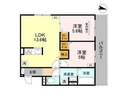 TORISIA殿城(2LDK/2階)の間取り写真