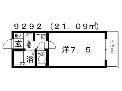 ブルージュ喜志(1K/4階)の間取り写真