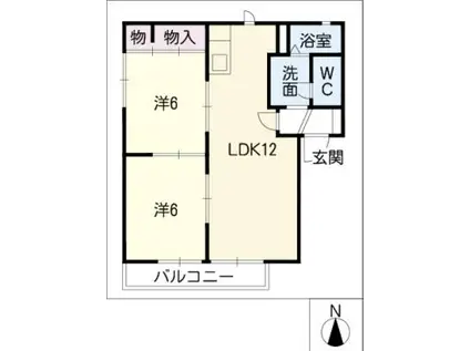ボナールハイツC(2LDK/2階)の間取り写真