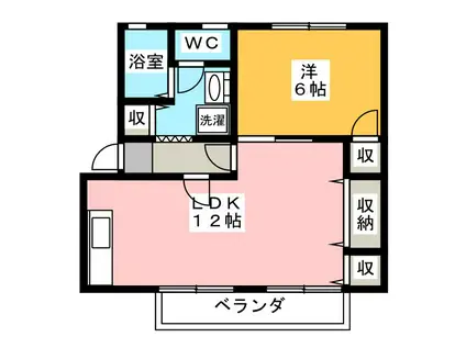 ハイカムール半田A・B(1LDK/1階)の間取り写真