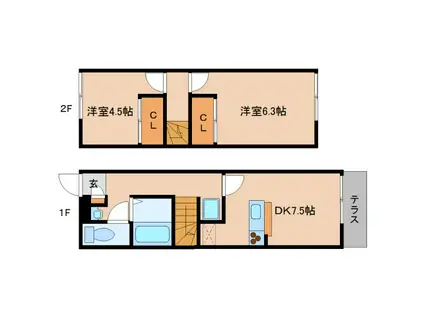 レオパレス21めぐみ(2DK/1階)の間取り写真
