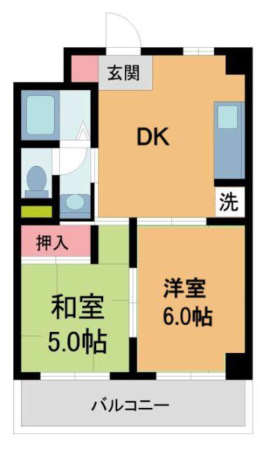 高木マンション(2DK/5階)の間取り写真