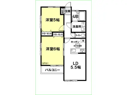 アーバニズム71B(2LDK/1階)の間取り写真