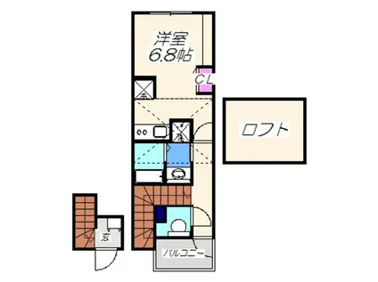 あんしん奥本町08-1012(ワンルーム/2階)の間取り写真