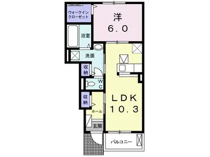イアース(1LDK/1階)の間取り写真