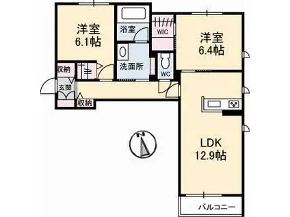 シャルマンヴィラージュ(2LDK/3階)の間取り写真