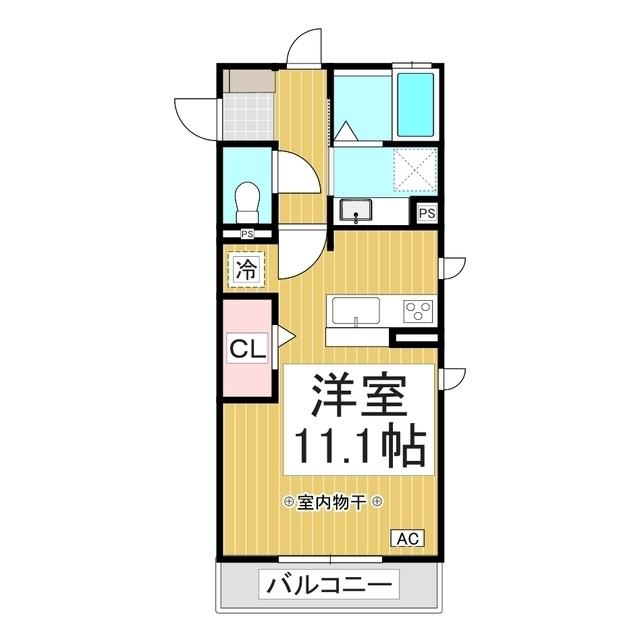 エスポワール栗田(ワンルーム/2階)の間取り写真