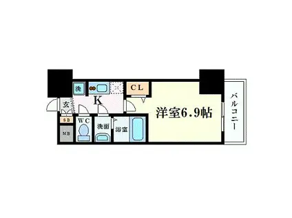 プレサンス阿波座駅前(1K/6階)の間取り写真