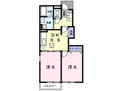 ヴァンクレーヴIV・B(2DK/1階)の間取り写真