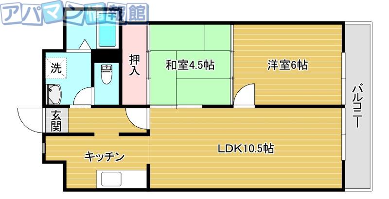 新津レジデンス(2LDK/6階)の間取り写真