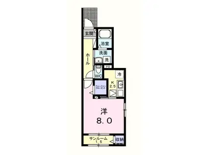 フォンターナ・ガルボI(1K/1階)の間取り写真