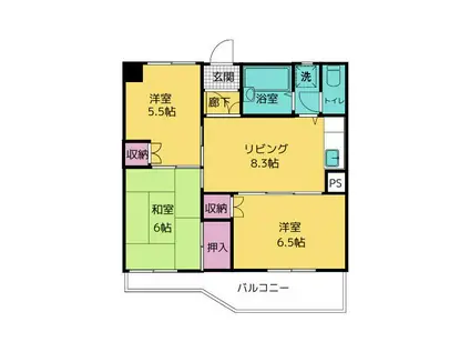 ピアチェーヴォレ(3DK/3階)の間取り写真