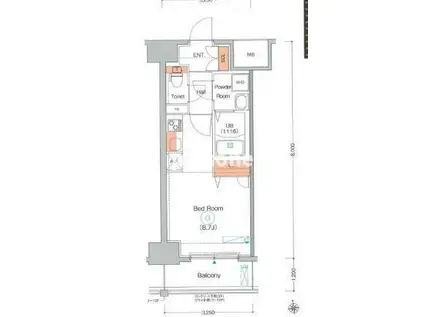 エストゥルースプラスサウス大阪(ワンルーム/8階)の間取り写真