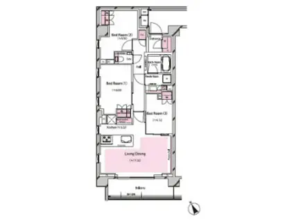 RISING SUN 恵比寿二丁目 ライジングサン恵比寿二丁目(3LDK/3階)の間取り写真