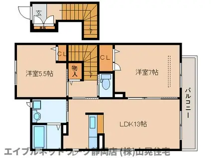 アジャートB棟(2LDK/2階)の間取り写真
