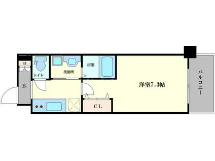 ミュプレ北浜(1K/1階)の間取り写真