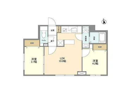 ウェルスクエア祖師ヶ谷大蔵(2LDK/4階)の間取り写真